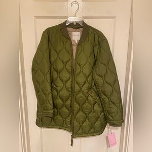 AVEC LES FILLES quilted liner army green jacket